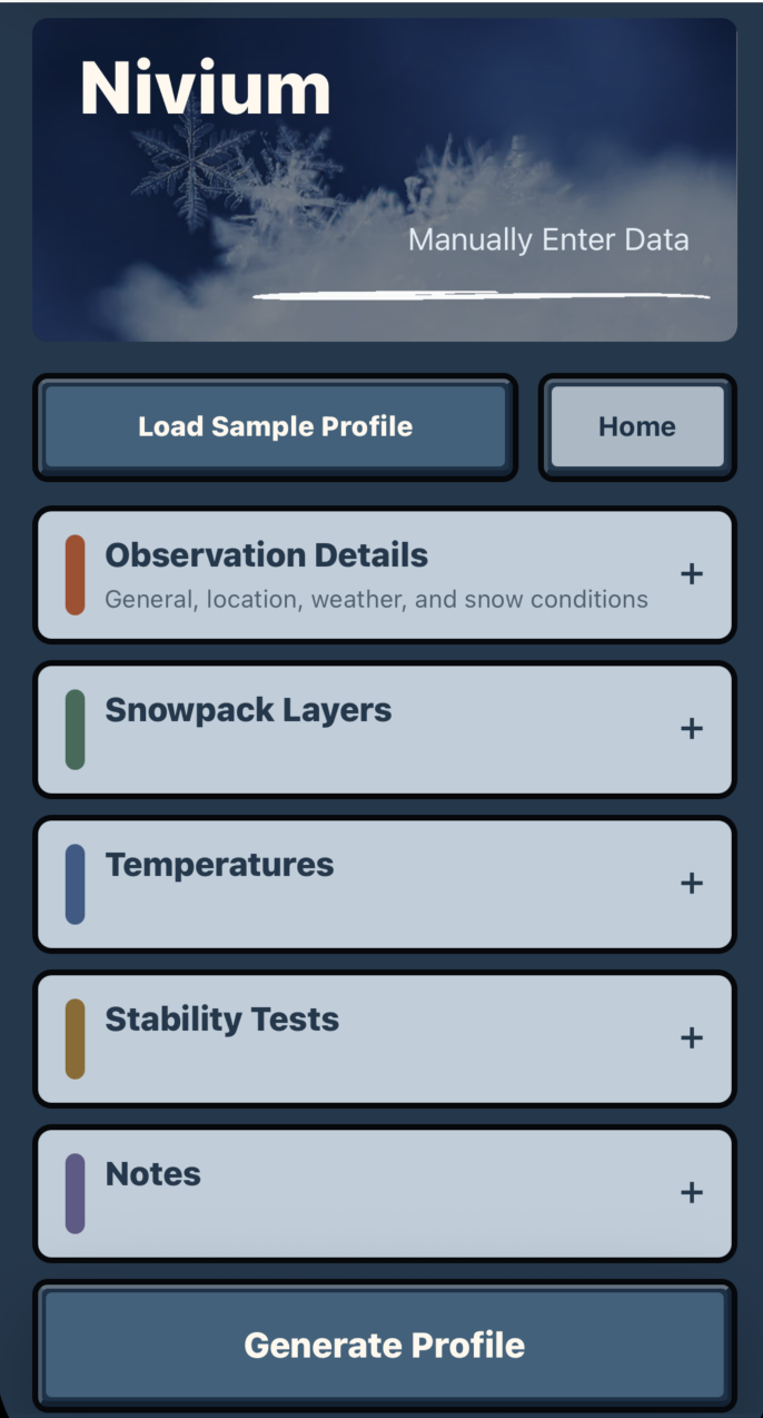 Nivium Manual Data Entry screen.